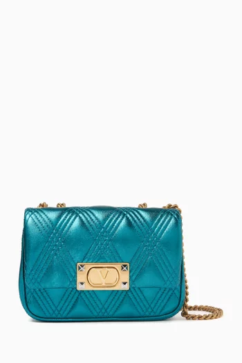 Small Quiltie 67 Shoulder Bag in Metallic Leather