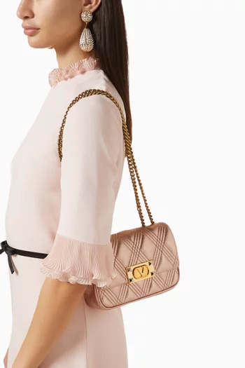 Small Quiltie 67 Shoulder Bag in Metallic Leather
