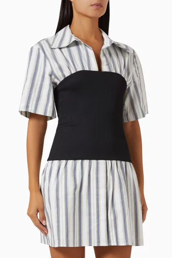 Kali Striped Mini Shirt Dress in Cotton-blend