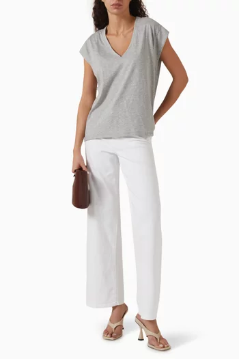 V-neck T-shirt in Peruvian Pima Cotton
