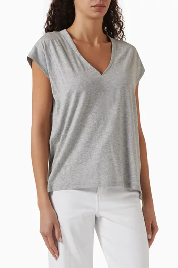 V-neck T-shirt in Peruvian Pima Cotton