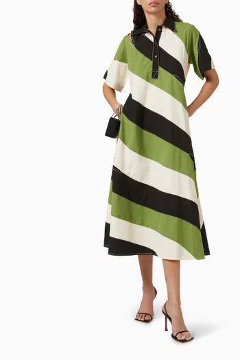Seoul Striped Midi Dress in Twill