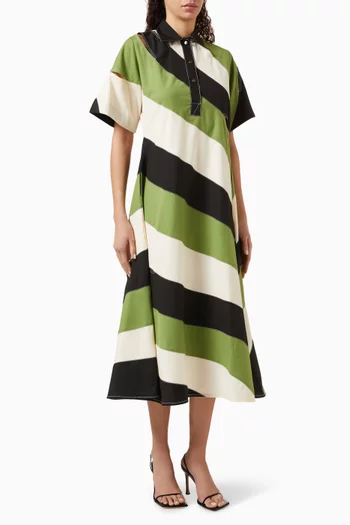 Seoul Striped Midi Dress in Twill