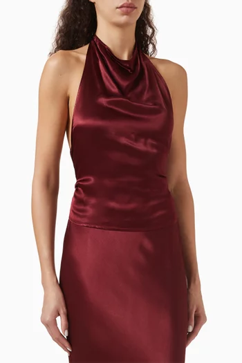 Open-back Halter Top in Satin