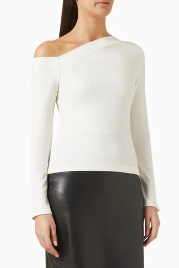 Exposed-shoulder Top in Cotton Blend