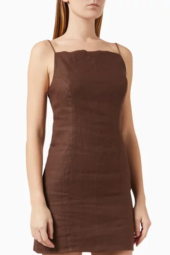 Poet Mini Dress in Linen Blend