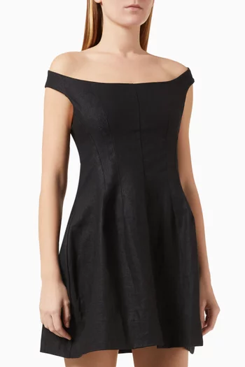 Olmeto Off-shoulder Mini Dress in Linen