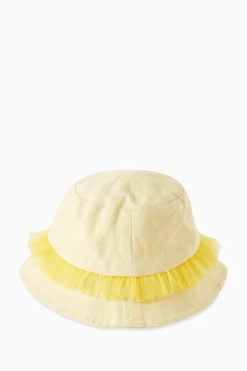 Smiley Bucket Hat in Cotton Canvas