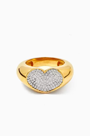 Heart Embellished Ring in 24kt Gold-plated Sterling Silver