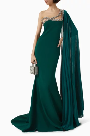 Cassie Chain-trim Gown in Crepe