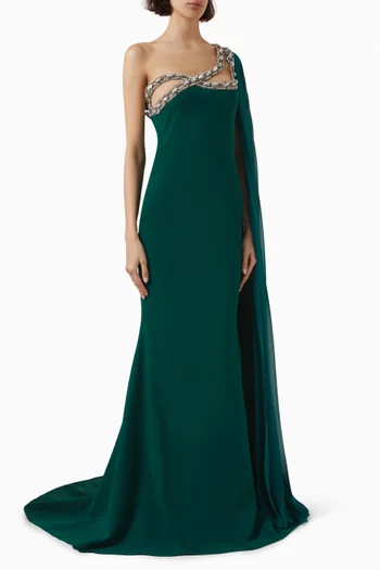 Cassie Chain-trim Gown in Crepe