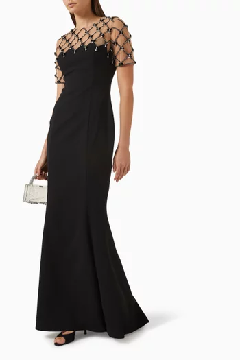 Crystal Bow Gown in Crepe