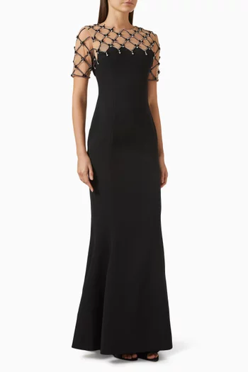 Crystal Bow Gown in Crepe