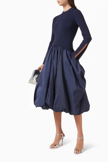 فستان كينلاي متوسط الطول بياقة عالية مزيج رايون