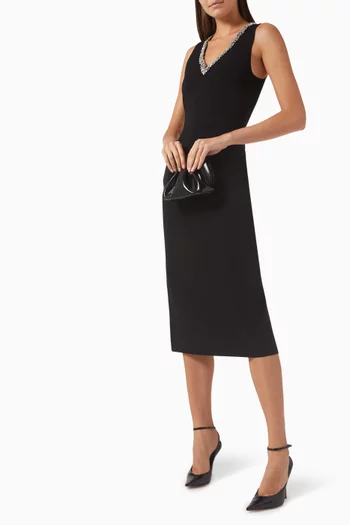 Khari Embellished Midi Dress in Rayon Blend