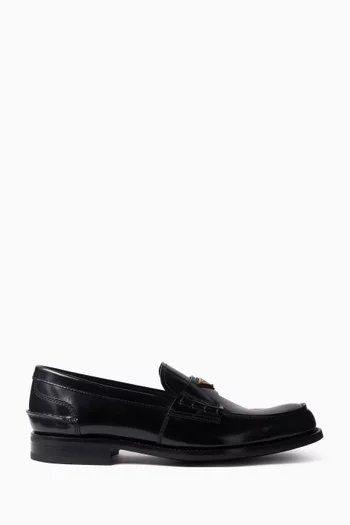 Triangle Logo Loafers in Brushed Leather