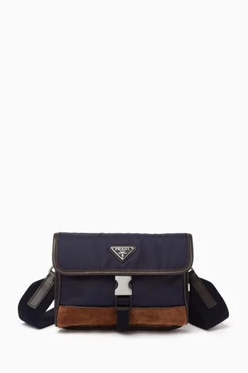 Mini Crossbody Bag in Re-Nylon & Suede