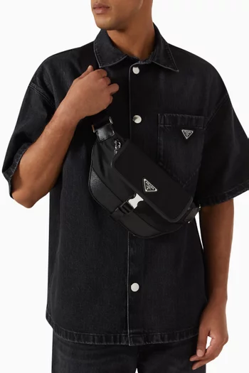 Triangle Logo Belt Bag in Re-nylon & Saffiano Leather