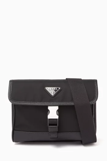 Smartphone Case with Strap in Re-Nylon & Saffiano Leather