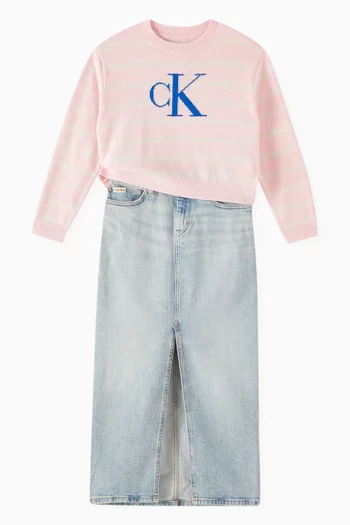 Stripes Logo Sweatshirt in Cotton
