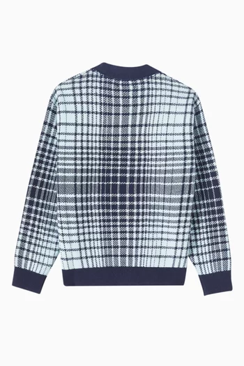 Relaxed Checkered Sweater in Cotton-blend