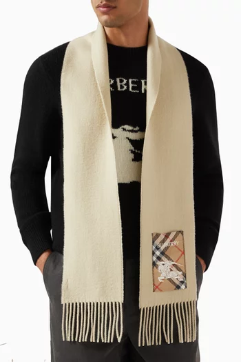 Check Label Scarf in Cashmere