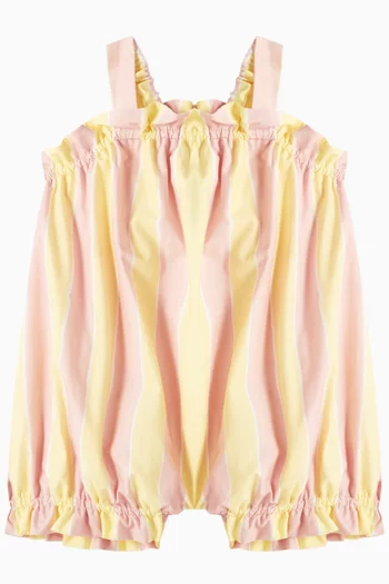 Ruffle Striped Romper in Cotton