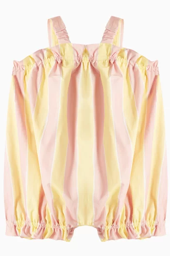 Ruffle Striped Romper in Cotton