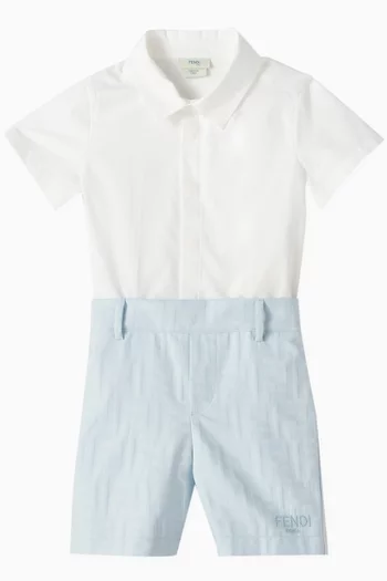 Polo Romper in Cotton-jacquard