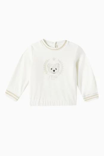 Bear Graphic Sweatshirt in Cotton