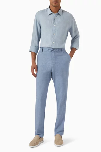 Slim Tapered Pants in Linen-blend