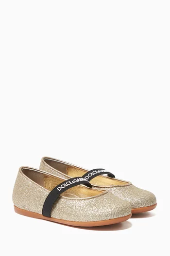 Glitter Ballet Flats in Nappa Leather