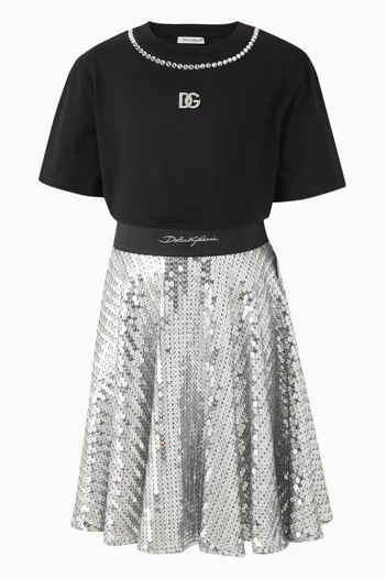 DG Crystal-neck T-shirt in Cotton