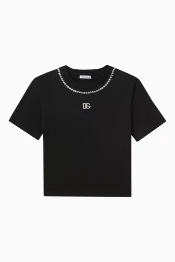 DG Crystal-neck T-shirt in Cotton