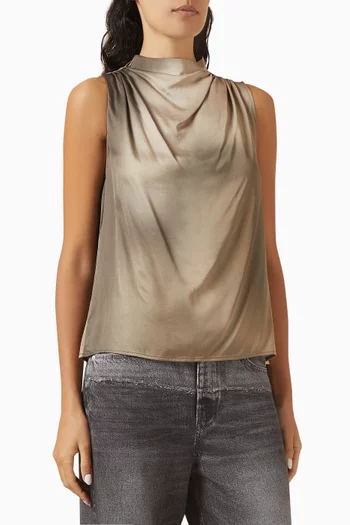 Mockneck Sleeveless Top in Satin