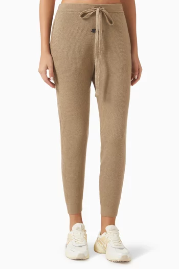 Fitted Sweatpants in Waffle-knit
