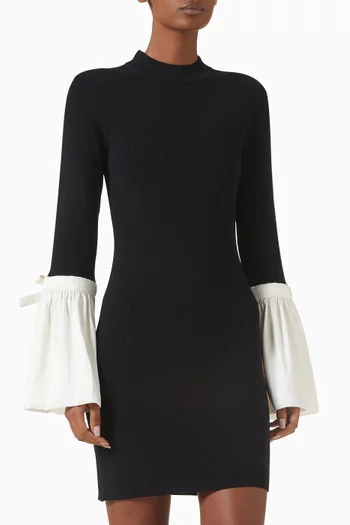 Agathea Bell-sleeve Mini Dress in Rayon Blend