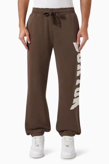 Distressed Logo-applique Sweatpants in Cotton