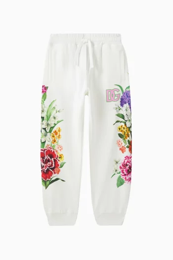 Floral Logo Sweatpants in Cotton