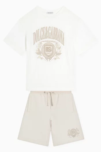 Crest Logo-embroidered T-shirt in Cotton