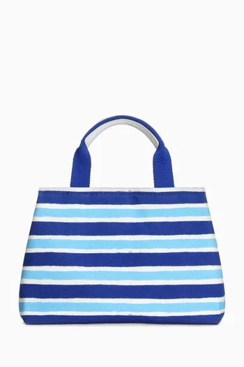 Striped Top-handle Bag in Canvas
