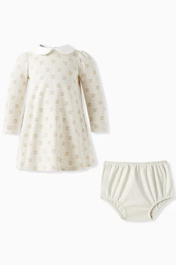 Monogram Print Dress in Cotton