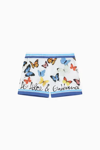 Butterfly Logo-print Shorts in Cotton-poplin