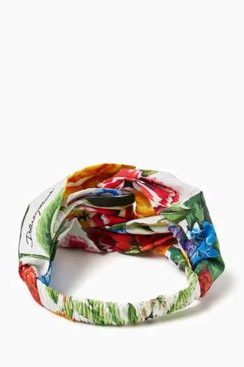 Floral-print Headband in Cotton-poplin