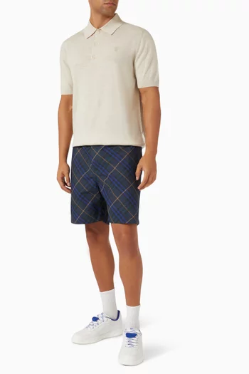 Drawcord Shorts in Check Twill