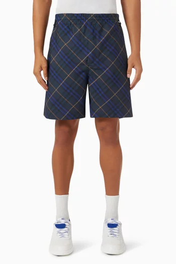 Drawcord Shorts in Check Twill