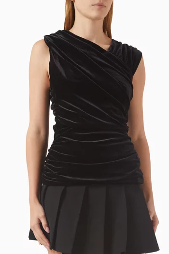 Crossover Ruched Top in Velvet-jersey