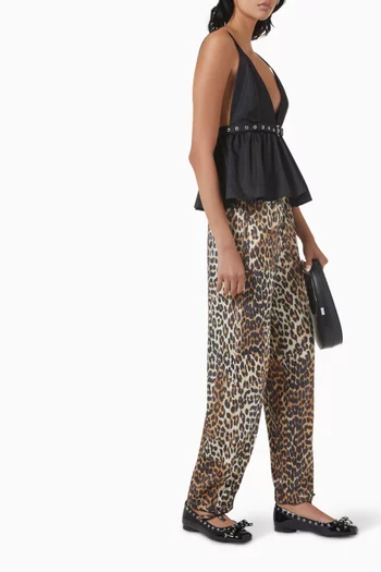 Leopard-print Pants in Satin