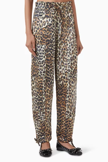 Leopard-print Pants in Satin
