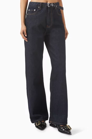 Izey Belt Flared Jeans in Denim